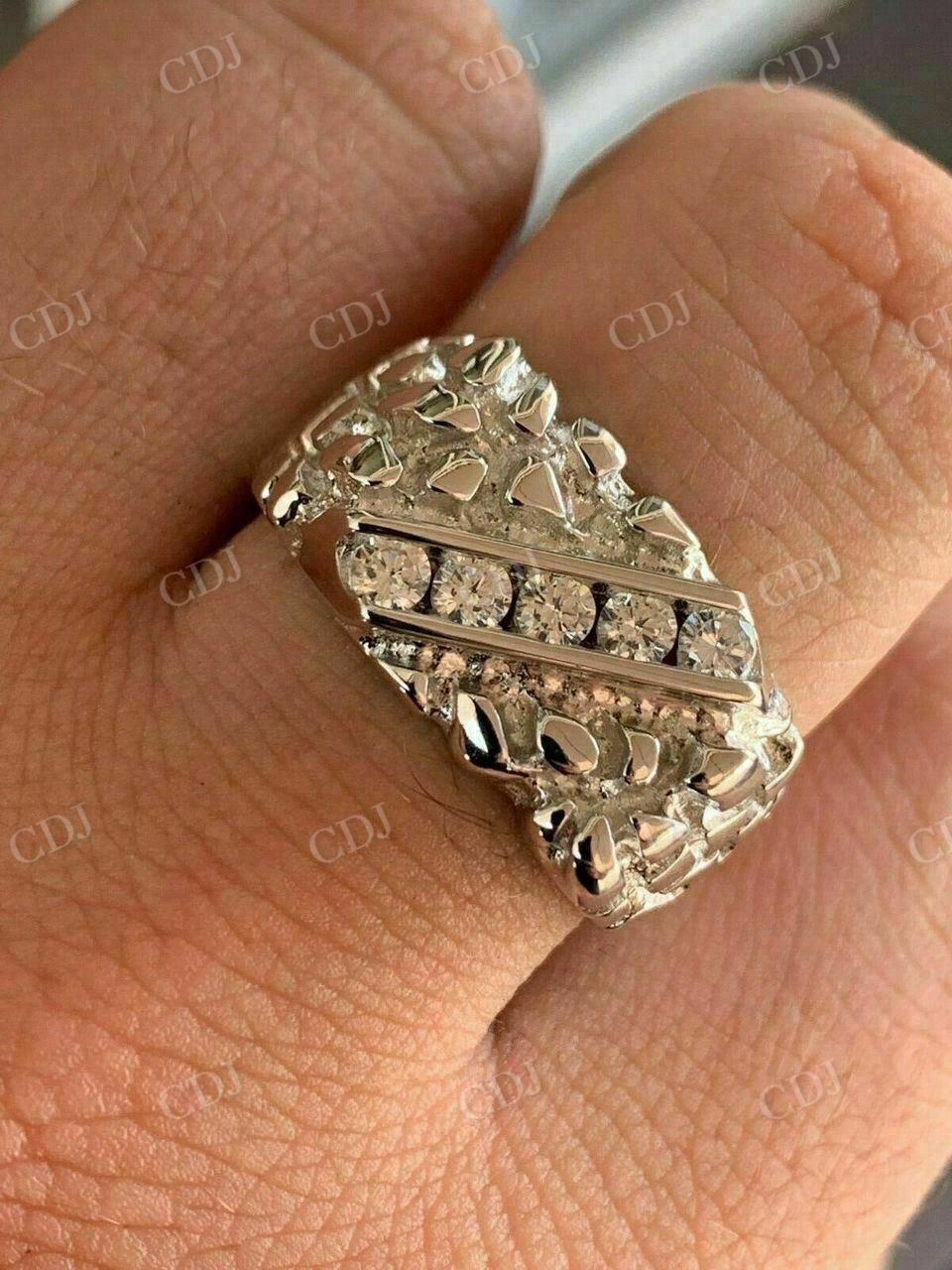 Mens Solid Gold CVD Diamond Iced Hip Hop Ring  customdiamjewel   