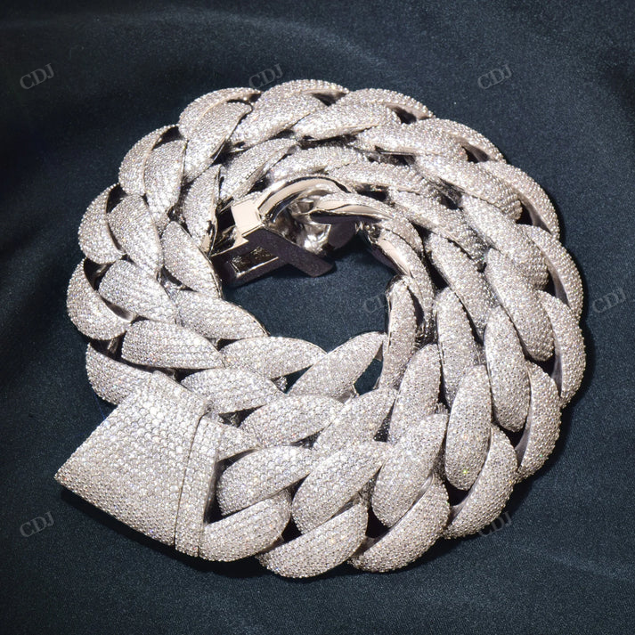 20MM Diamond Silver Curb Link Cuban Chain hip hop jewelry CustomDiamJewel