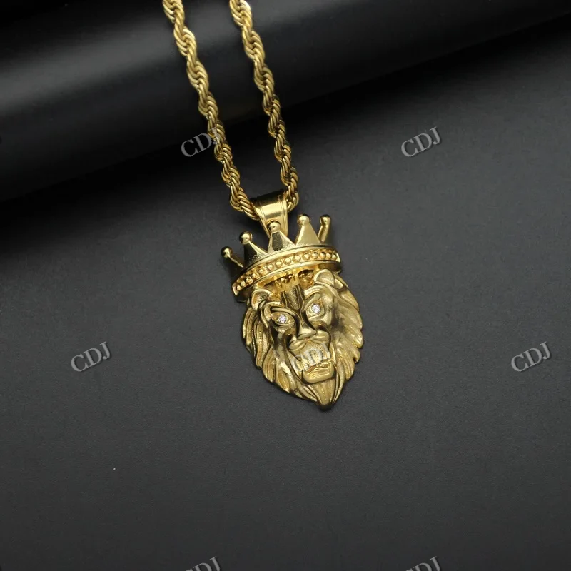 High Quality Lion Face Solid Gold Hip Hop Pendant hip hop jewelry CustomDiamJewel