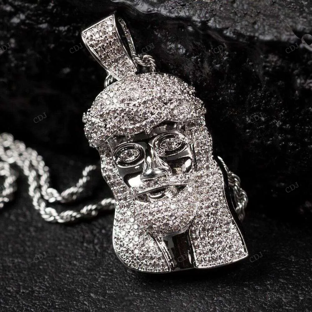 Moissanite Fully Iced Out Jesus Head Pendant hip hop jewelry CustomDiamJewel