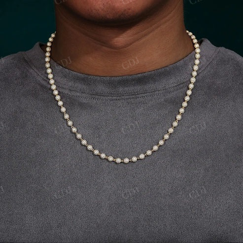 Hot Selling 10mm Moissanite Iced out Beads Chain Necklace hip hop jewelry CustomDiamJewel