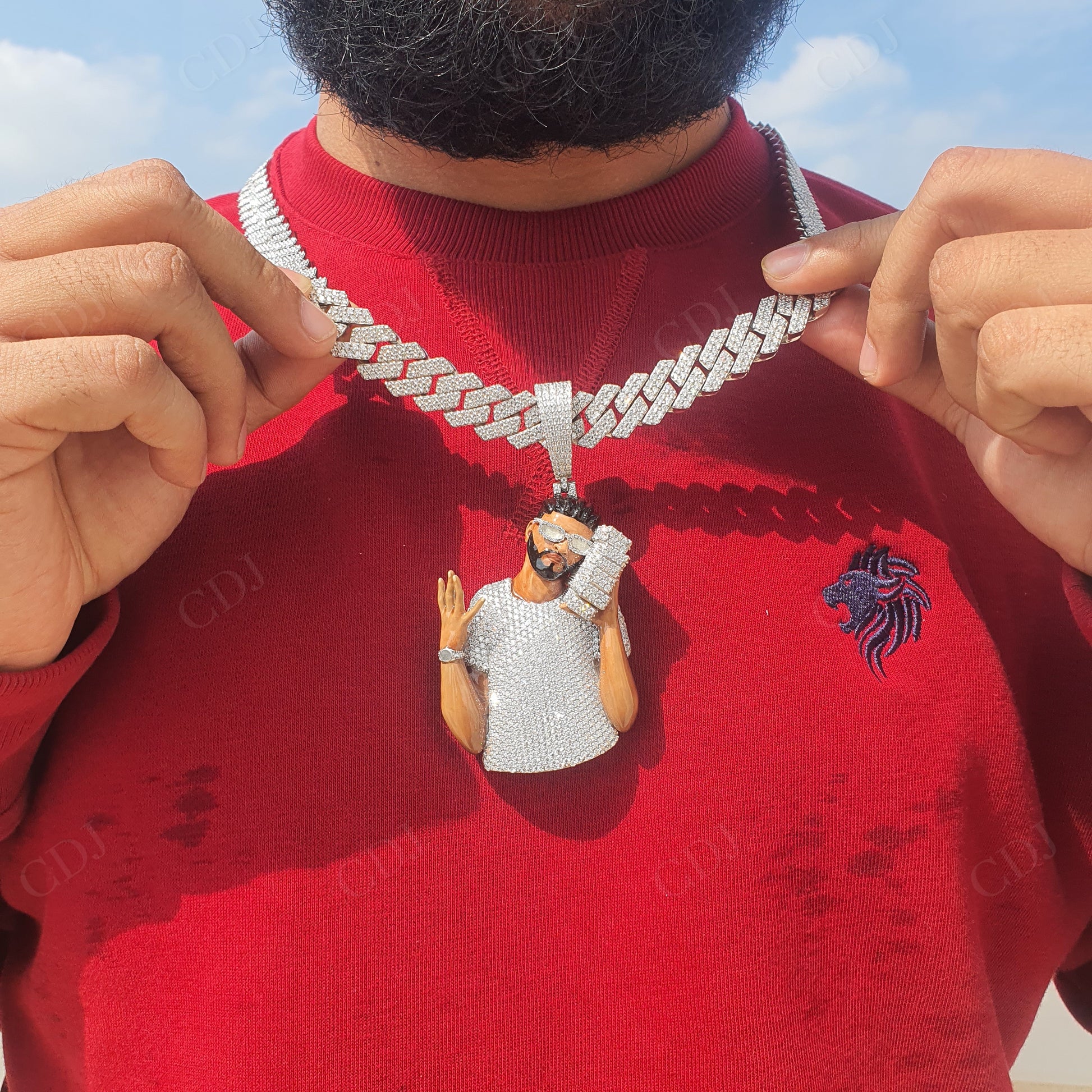 Iced Out Enamel & Moissanite Money Lover Man Silver Pendant hip hop jewelry customdiamjewel   