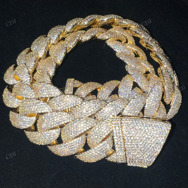 20MM Diamond Silver Curb Link Cuban Chain hip hop jewelry CustomDiamJewel