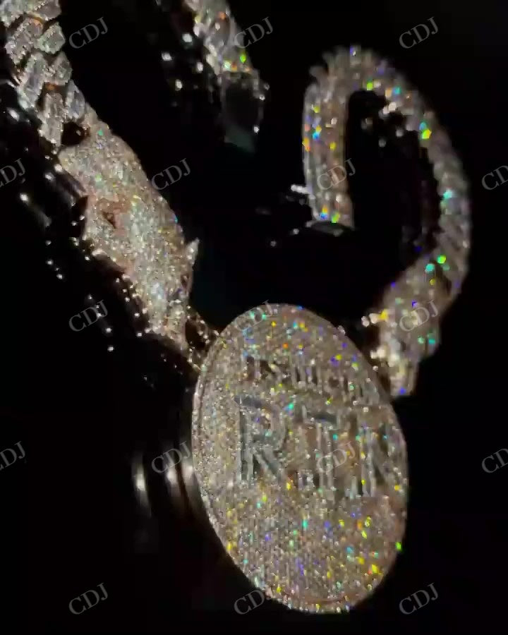 Diamond Baguette Round Hip Hop Pendant hip hop jewelry CustomDiamJewel   