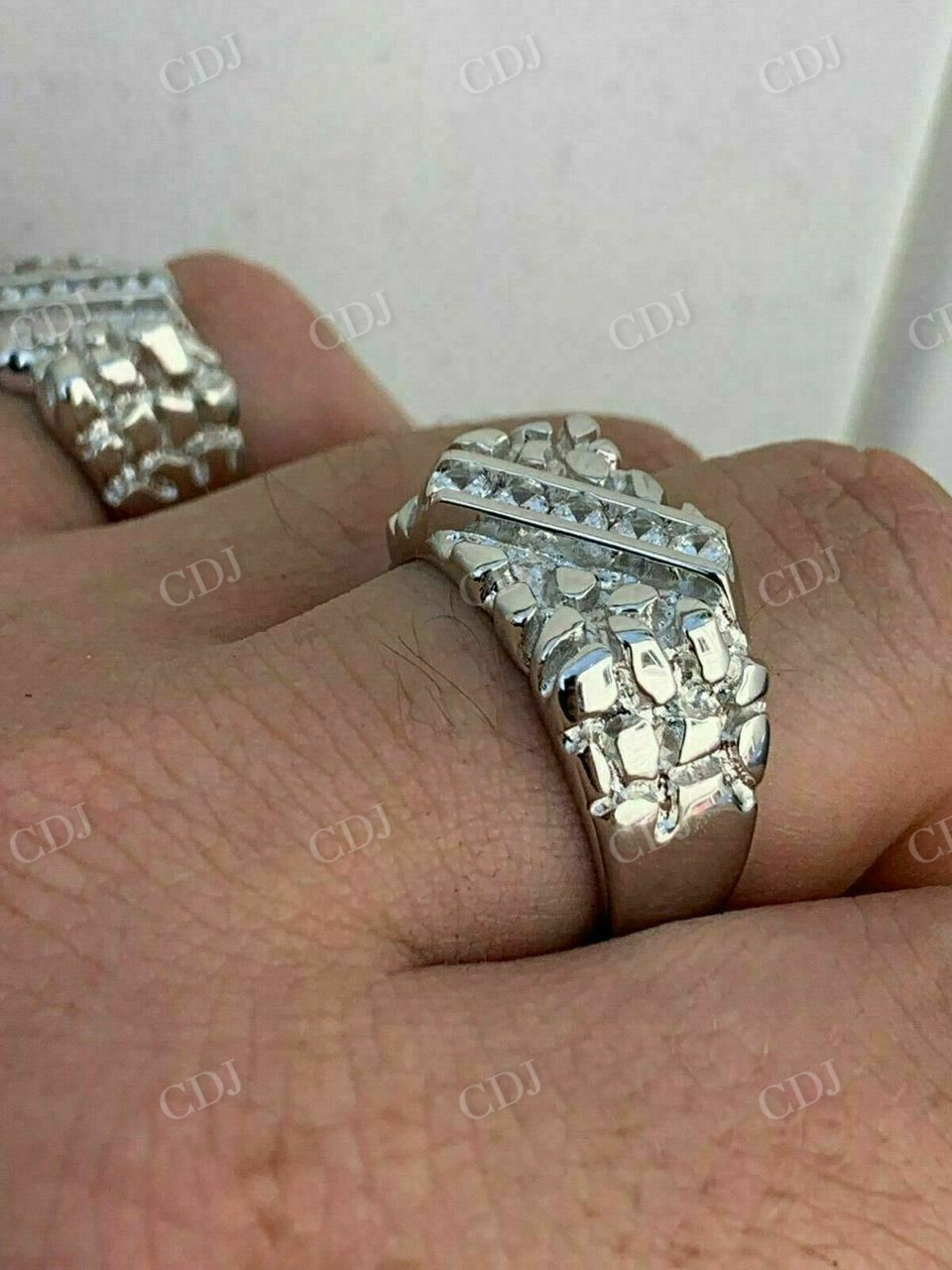 Mens Solid Gold CVD Diamond Iced Hip Hop Ring  customdiamjewel   