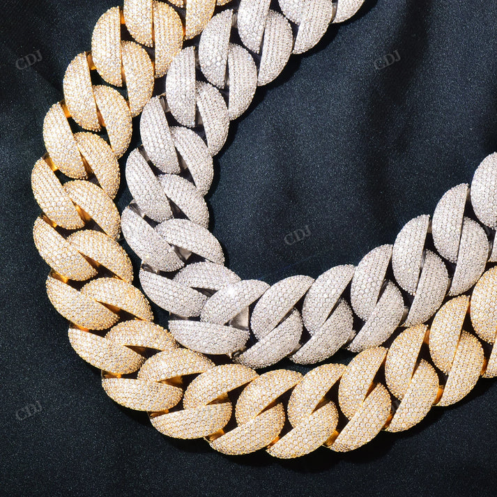 20MM Diamond Silver Curb Link Cuban Chain hip hop jewelry CustomDiamJewel