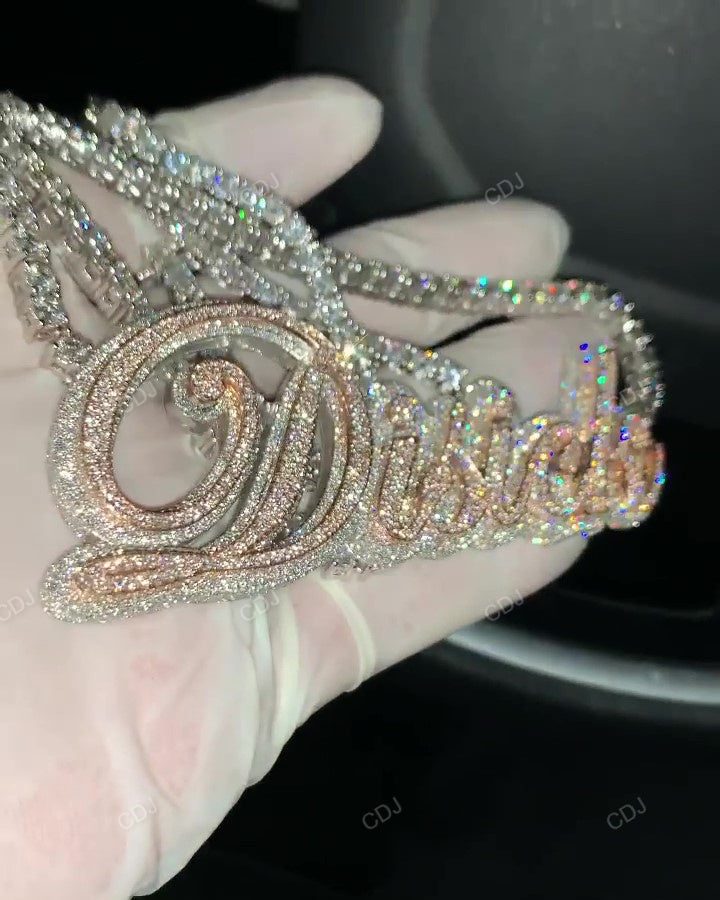10K Rose White Iced Out Personal Name Pendant With IGI Certificate hip hop jewelry CustomDiamJewel   