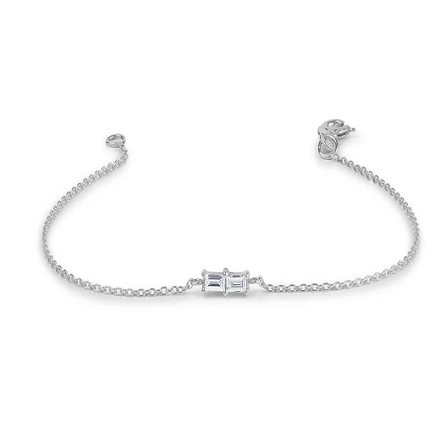 0.12CTW Moissanite Baguette Dainty Diamond Bracelet  customdiamjewel Sterling Silver White Gold VVS-EF
