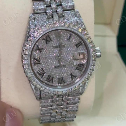 Natural Diamond Studded Buss Down Rolex Jubilee Watch hip hop jewelry CustomDiamJewel