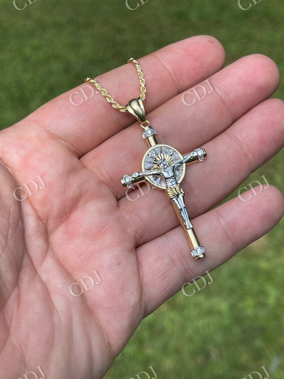 Silver Cross Jesus Crucifix Pendant  customdiamjewel   