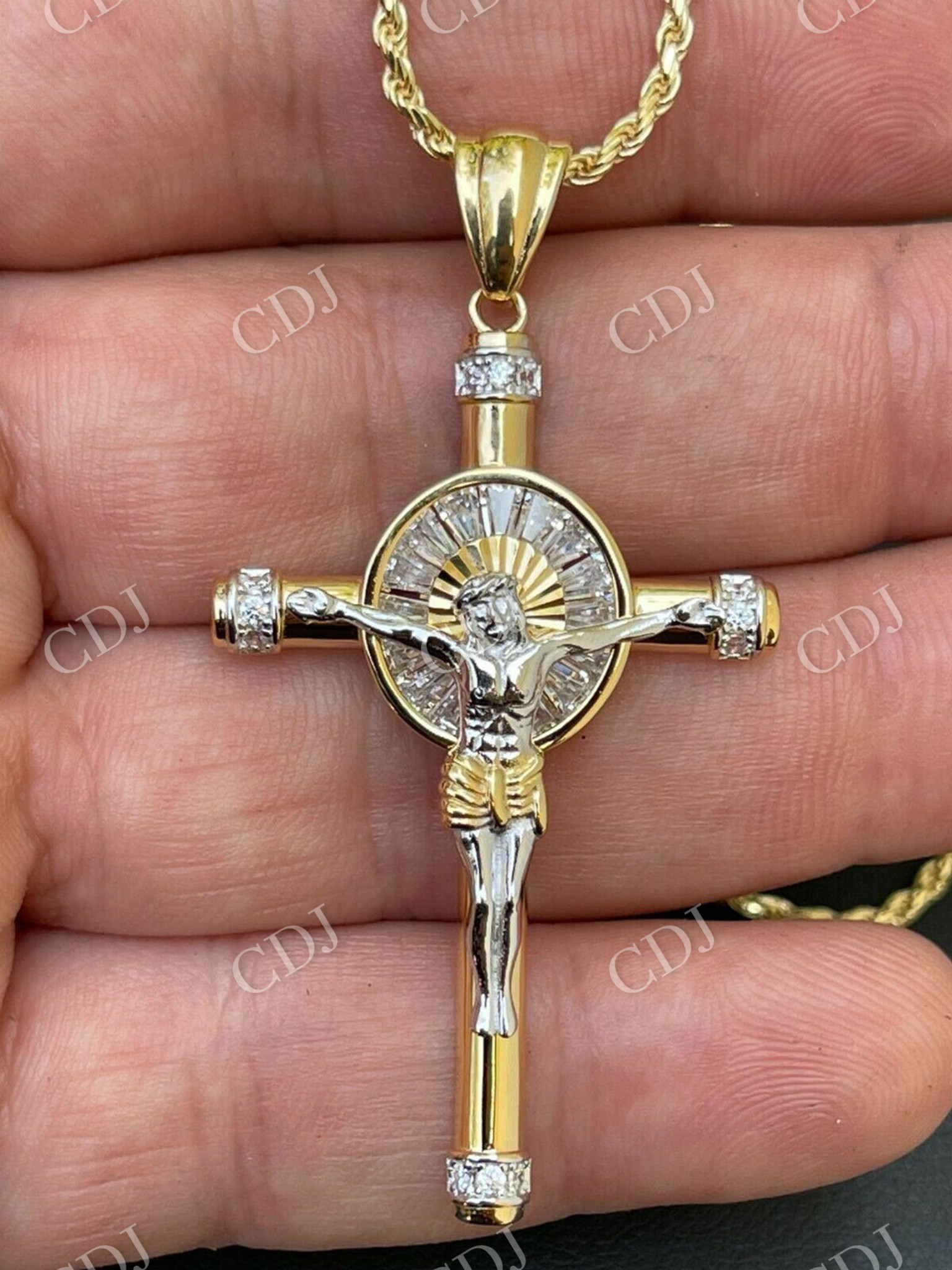 Silver Cross Jesus Crucifix Pendant  customdiamjewel   