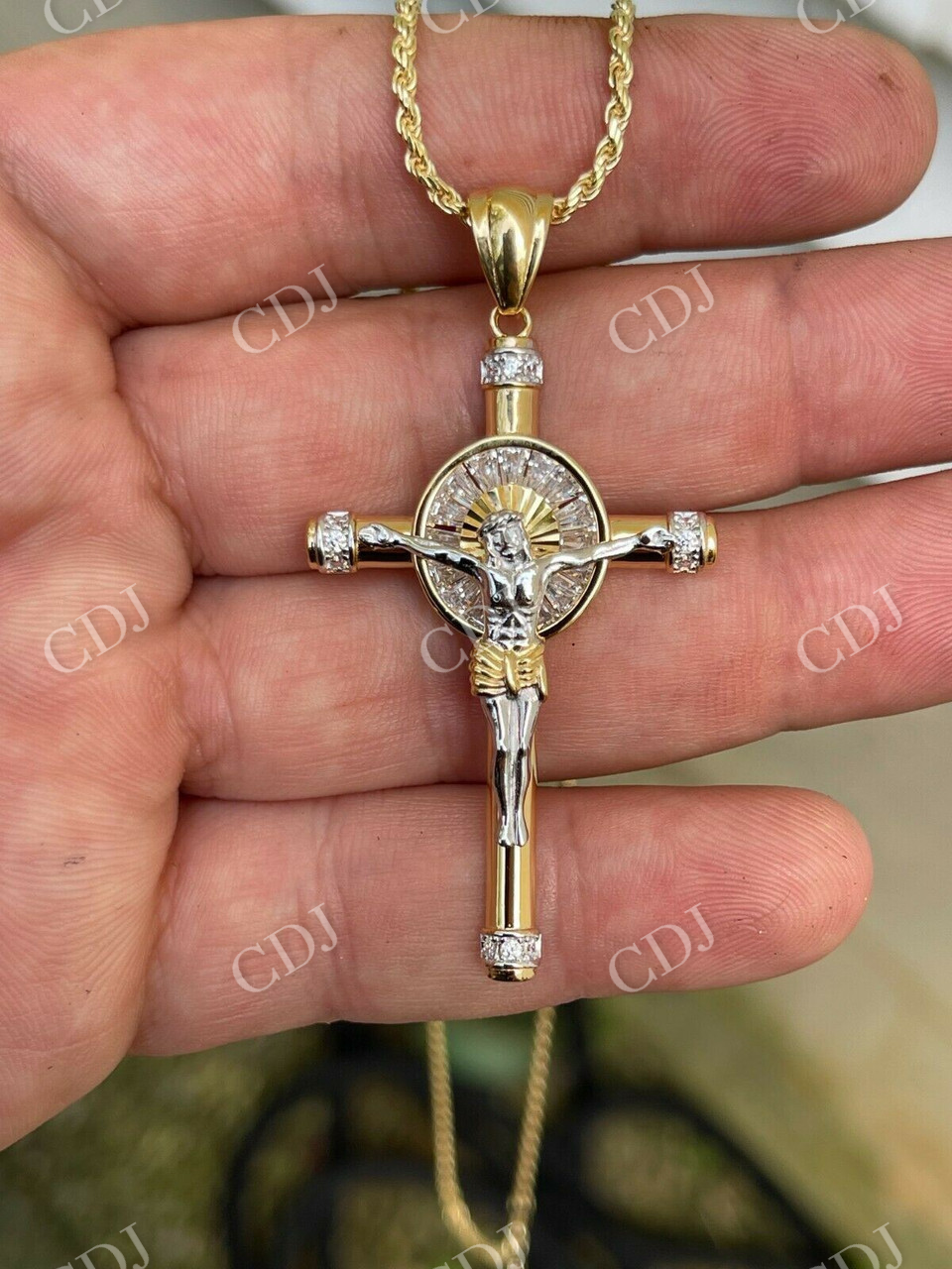 Silver Cross Jesus Crucifix Pendant  customdiamjewel   