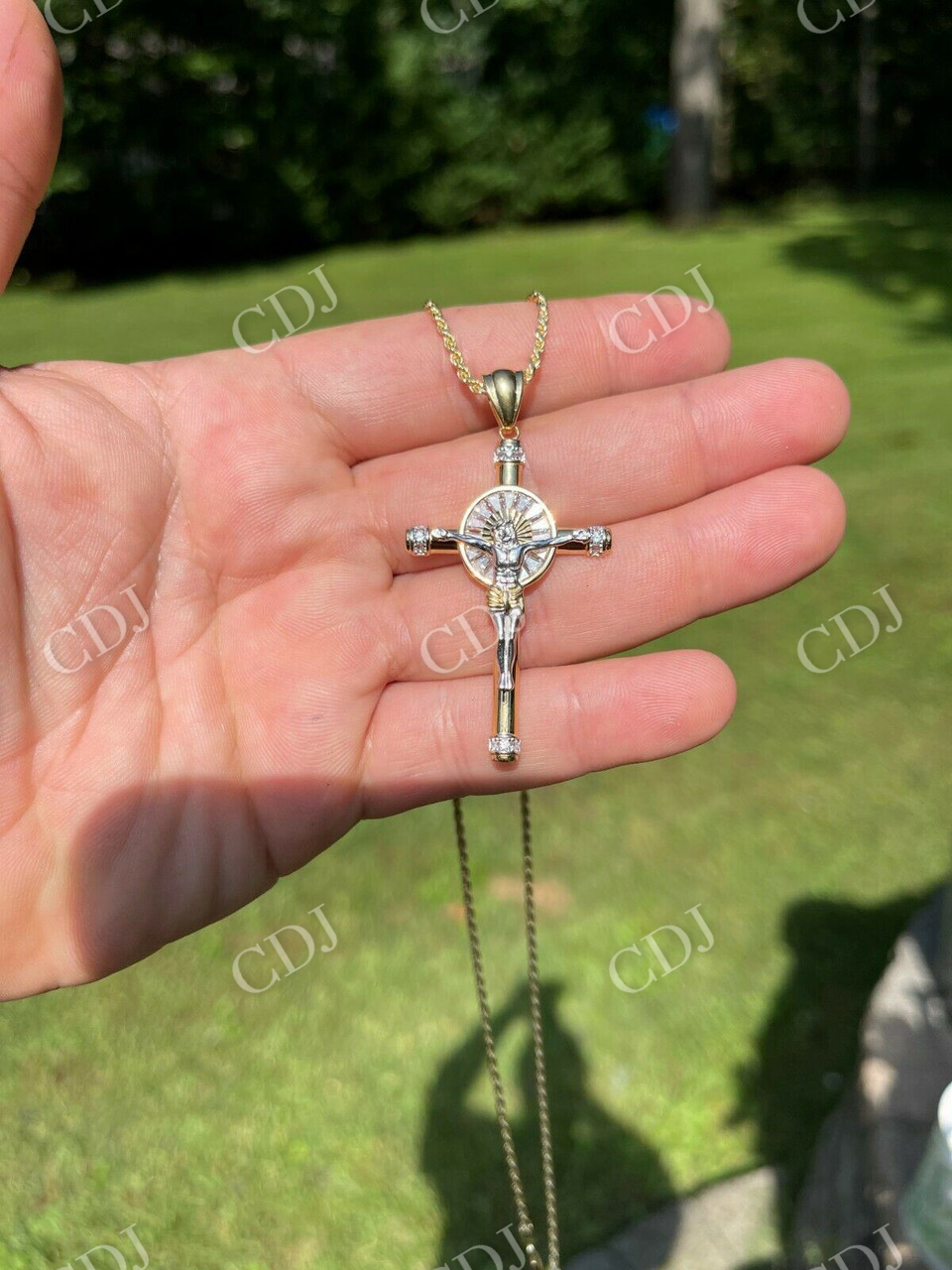 Silver Cross Jesus Crucifix Pendant  customdiamjewel   