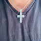 Round And Baguette Diamond Cross Pendant  customdiamjewel   