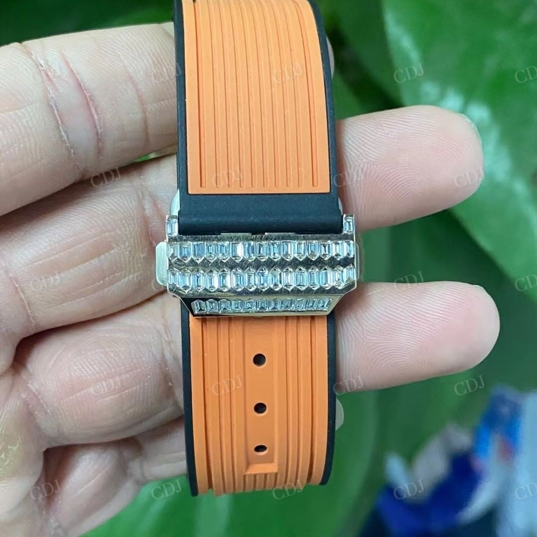Customized Hip Hop Studded Silicone Belt Diamond Watch customdiamjewel
