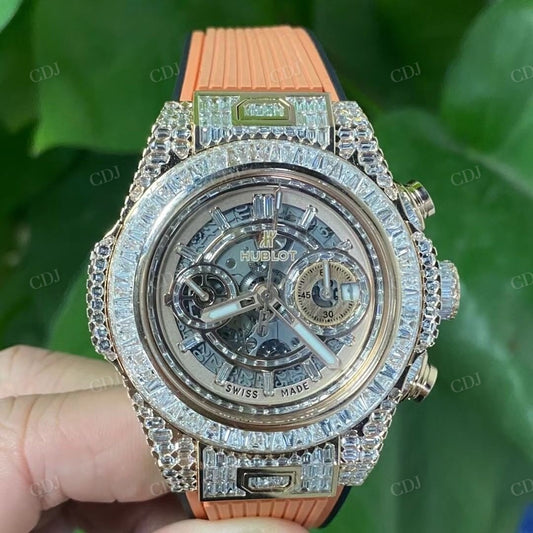 Customized Hip Hop Studded Silicone Belt Diamond Watch customdiamjewel