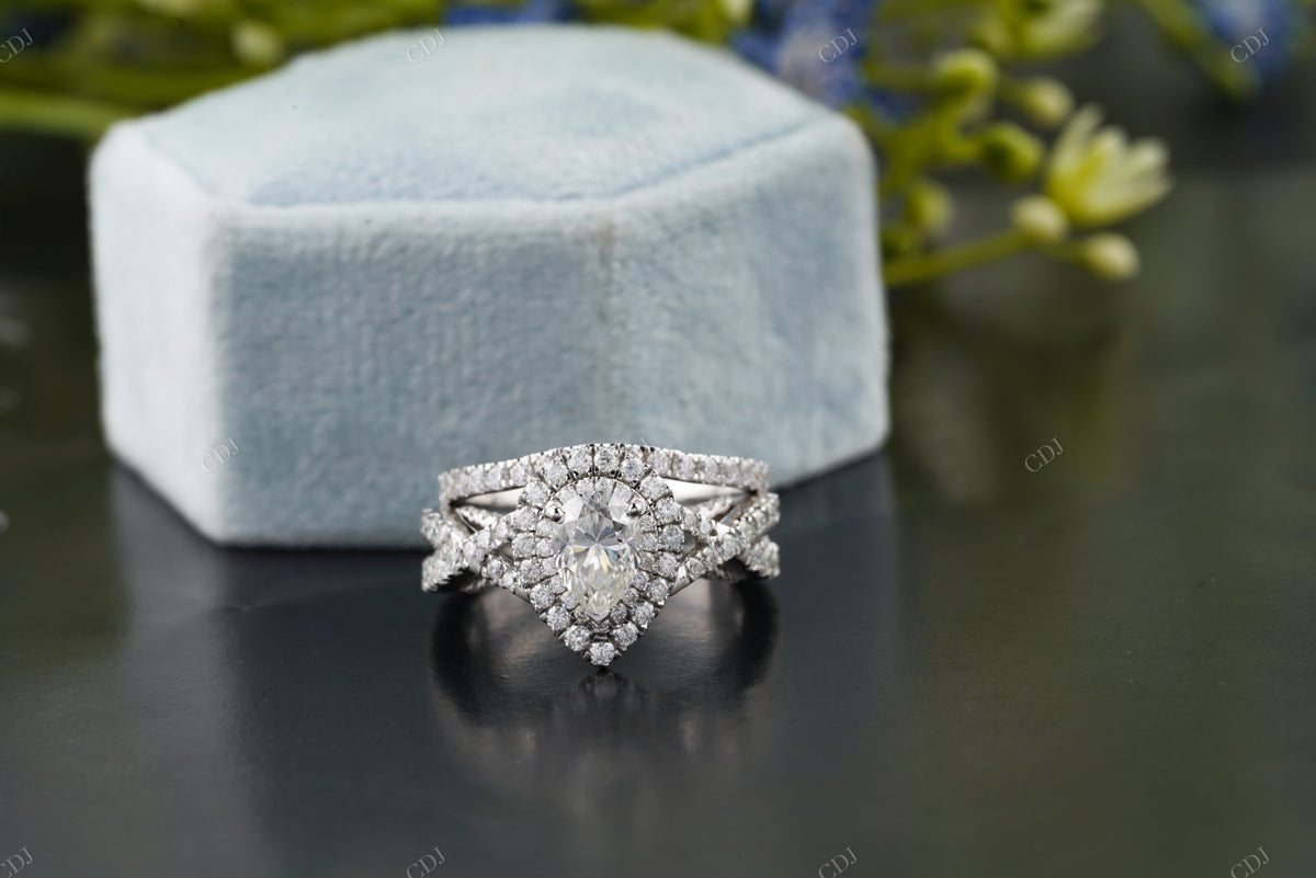 Pear Cut Lab-Grown Diamond Halo Ring