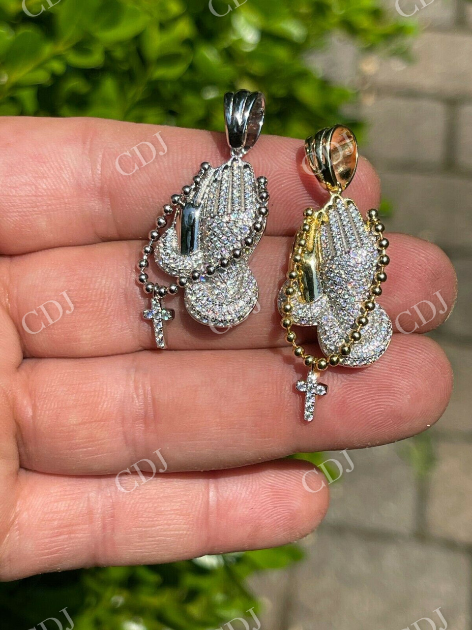 Praying Hands With Cross Pendant Necklace  customdiamjewel   