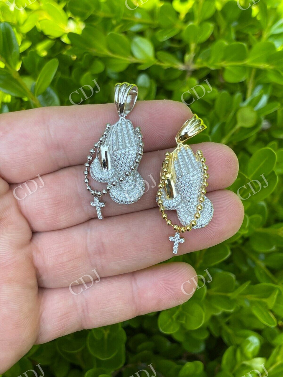 Praying Hands With Cross Pendant Necklace  customdiamjewel   