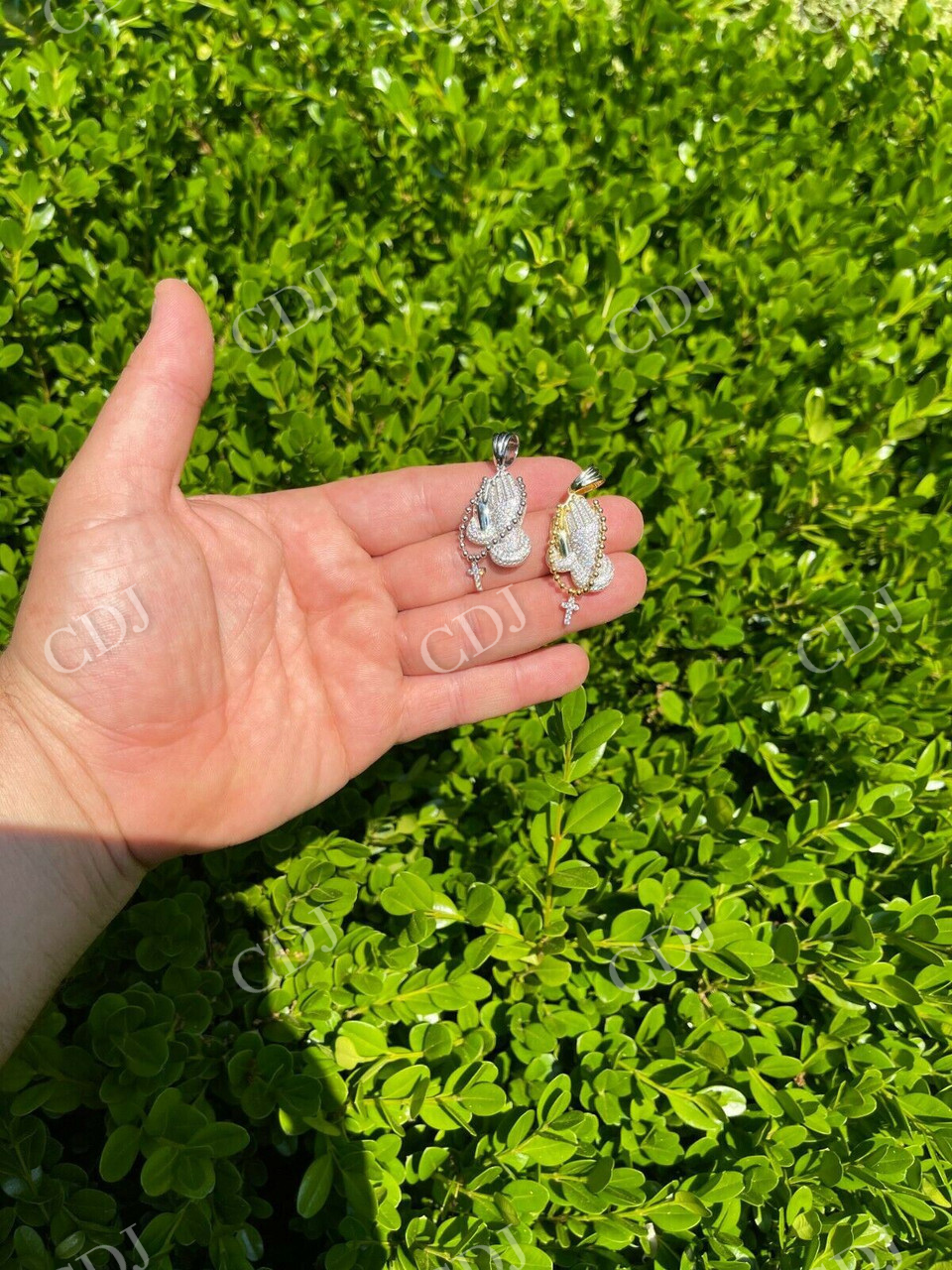 Praying Hands With Cross Pendant Necklace  customdiamjewel   