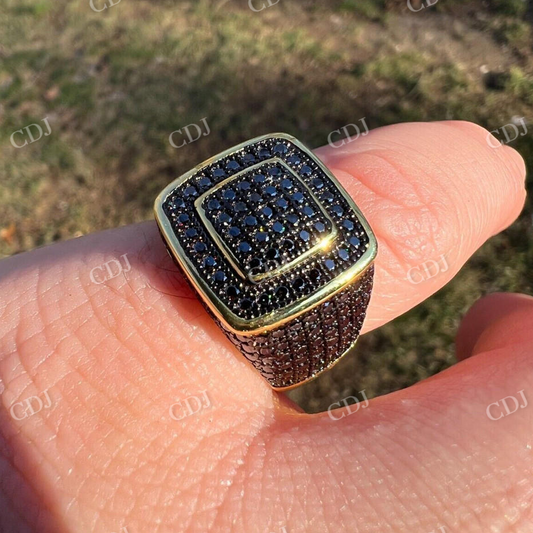 Black Moissanite Solid Gold Hip Hop Ring  customdiamjewel   