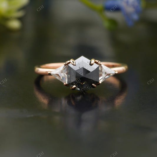 Salt and Pepper Hexagon Trilogy Ring