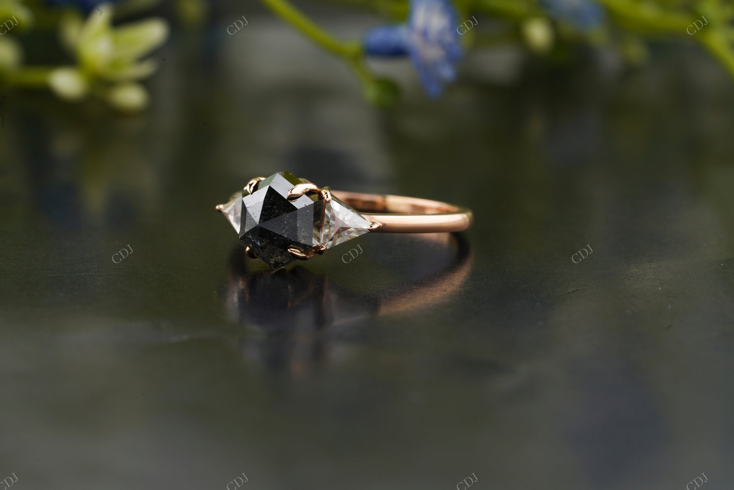 Salt and Pepper Hexagon Trilogy Ring