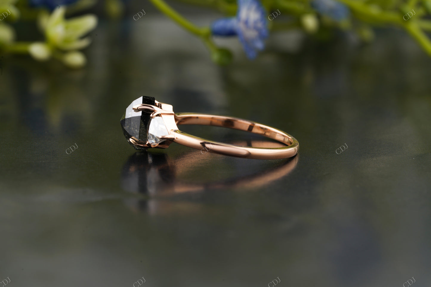 Salt and Pepper Hexagon Trilogy Ring
