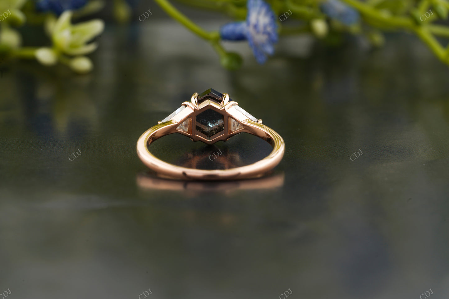 Salt and Pepper Hexagon Trilogy Ring