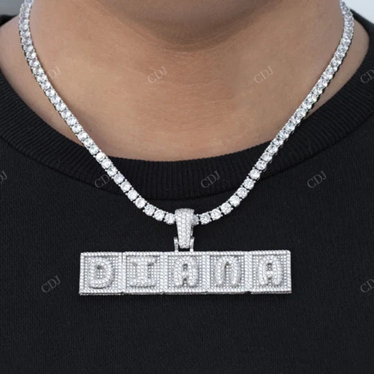 Square Into Initial Customized Letters Plate Hop Hop Pendant hip hop jewelry CustomDiamJewel