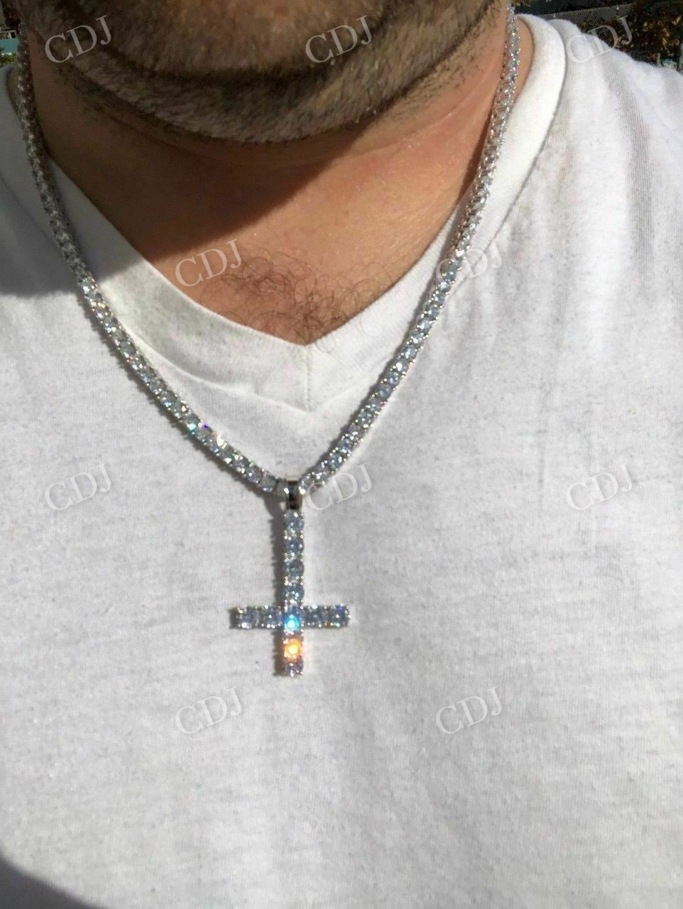 Lab Grown Diamond Inverted Cross Pendant  customdiamjewel   