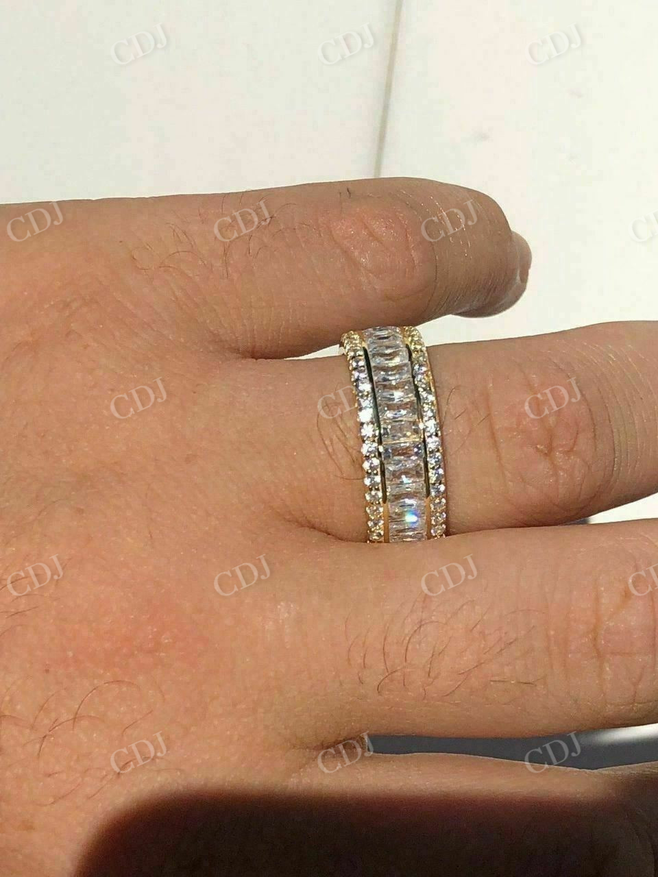 Baguette Diamond Tennis Wedding Band For Men  customdiamjewel   