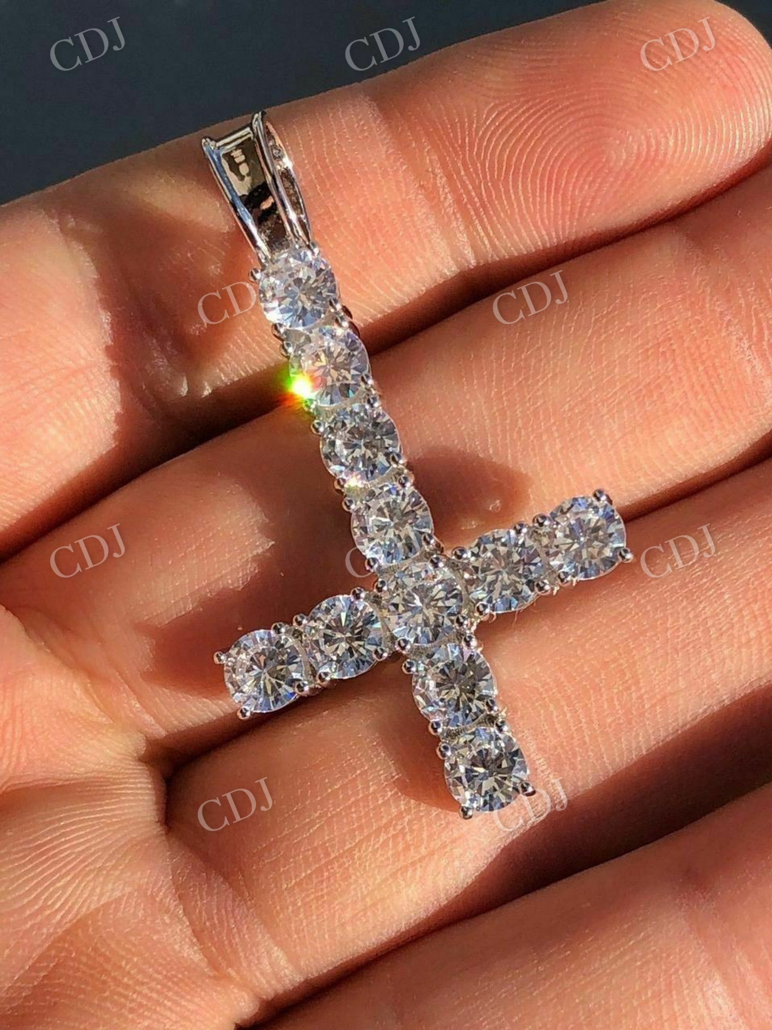 Lab Grown Diamond Inverted Cross Pendant  customdiamjewel   