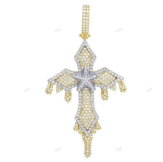 Two Tone Dripping Cross Pendant hip hop jewelry CustomDiamJewel