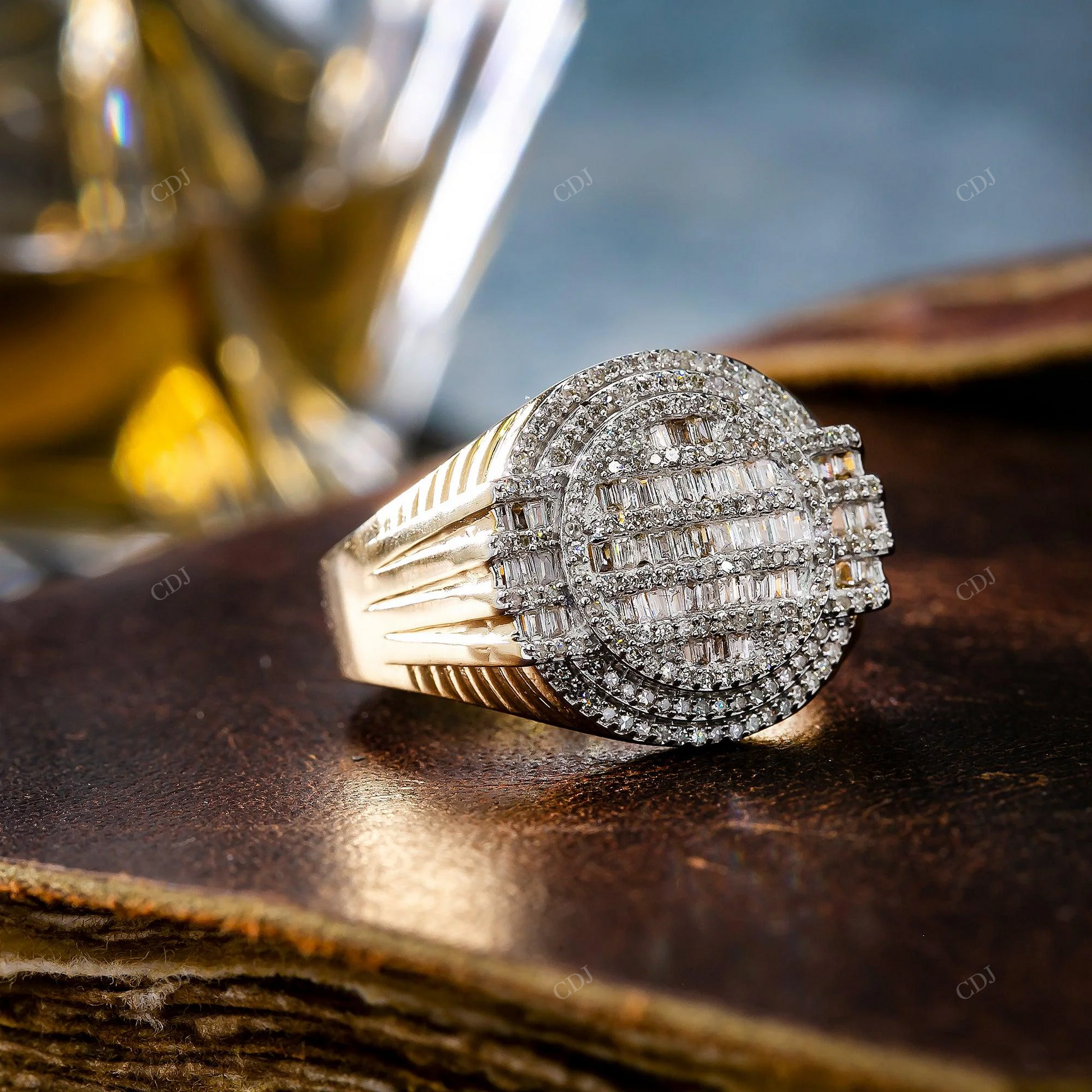 Moissanite 14K Gold & Baguette Accents Hip Hop Ring hip hop jewelry customdiamjewel