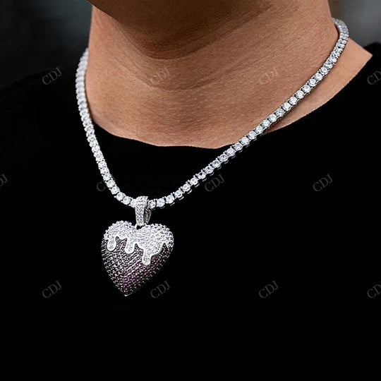 Big Heart Pendant 925 Sterling Silver Moissanite Diamond hip hop jewelry CustomDiamJewel