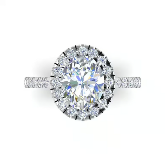 Oval Diamond Cut Halo Eternity Engagement Cut  customdiamjewel   