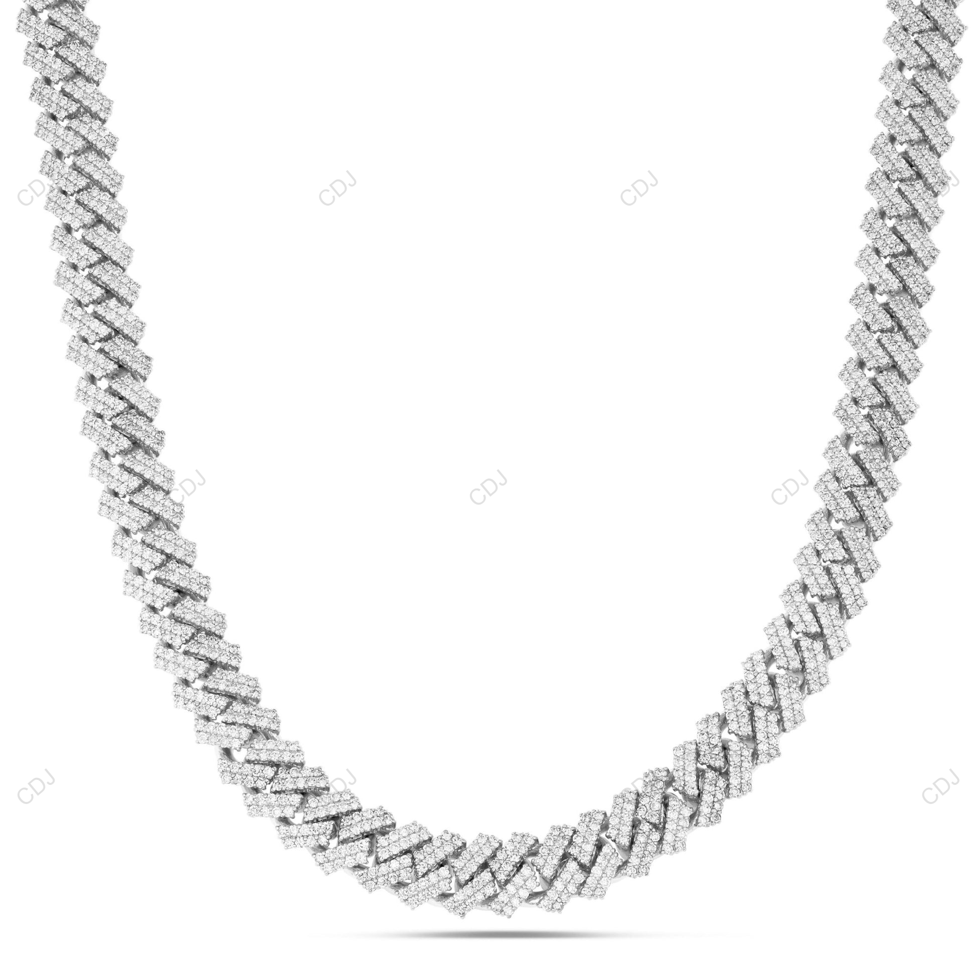 Two Tone Moissanite 2 Row Cuban Chain For Mens CustomDiamJewel