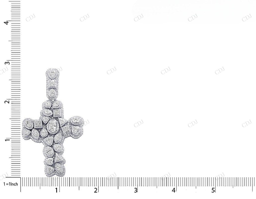 2.8 Inch Lab Grown Diamond Cross Pendant in 10K White Gold Hip Hop Pendent CustomDiamJewel