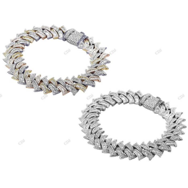 Custom Design Spiked Baguatte Moissanite Link Bracelet