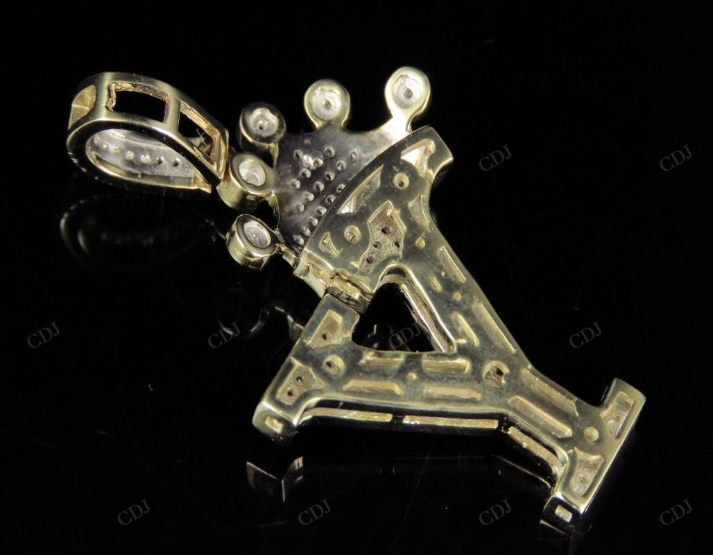 1.5" 10K Solid Gold Real Diamond Crown Initial 'Y' Letter Pendant CustomDiamJewel
