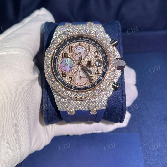 Bust Down Moissanite Diamod Iced Out AP Chrono Watch For Men customdiamjewel