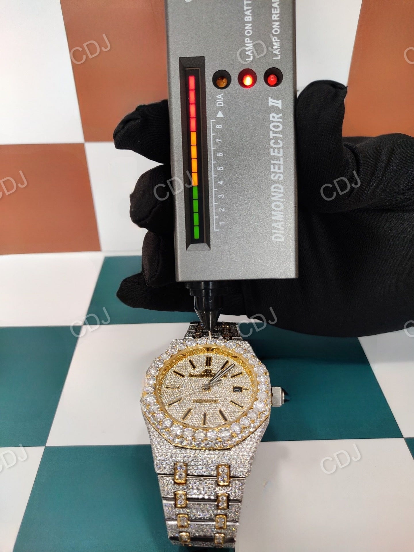 Yellow White Fully Ice Out Automatic Movement Moissanite Diamond Watch customdiamjewel