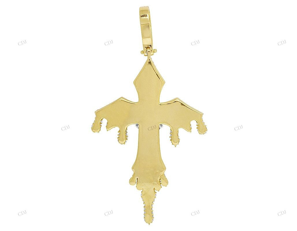 Two Tone Dripping Cross Pendant hip hop jewelry CustomDiamJewel