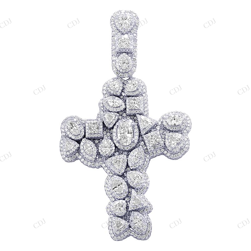 2.8 Inch Lab Grown Diamond Cross Pendant in 10K White Gold Hip Hop Pendent CustomDiamJewel