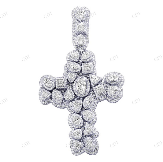 2.8 Inch Lab Grown Diamond Cross Pendant in 10K White Gold Hip Hop Pendent CustomDiamJewel