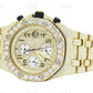 Full Yellow AP Chrono Bling Iced Out Watch customdiamjewel