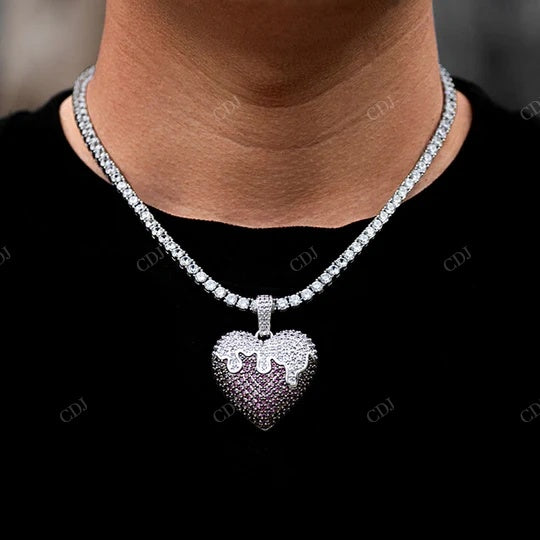 Big Heart Pendant 925 Sterling Silver Moissanite Diamond hip hop jewelry CustomDiamJewel