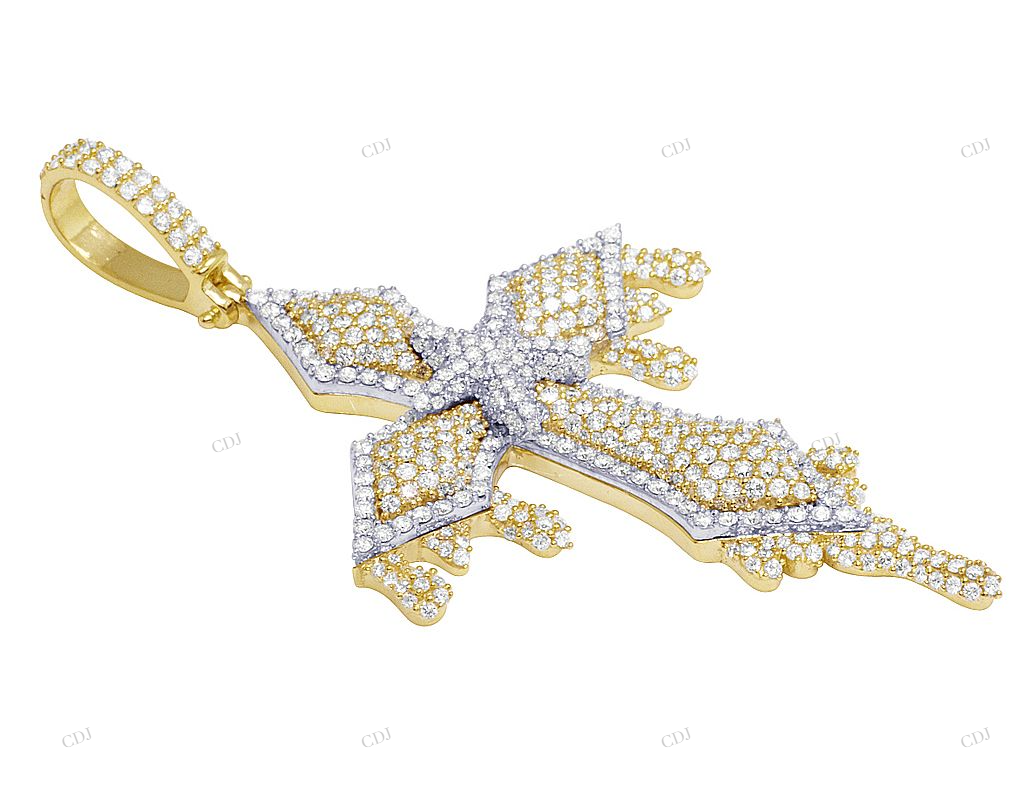 Two Tone Dripping Cross Pendant hip hop jewelry CustomDiamJewel