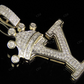 1.5" 10K Solid Gold Real Diamond Crown Initial 'Y' Letter Pendant CustomDiamJewel